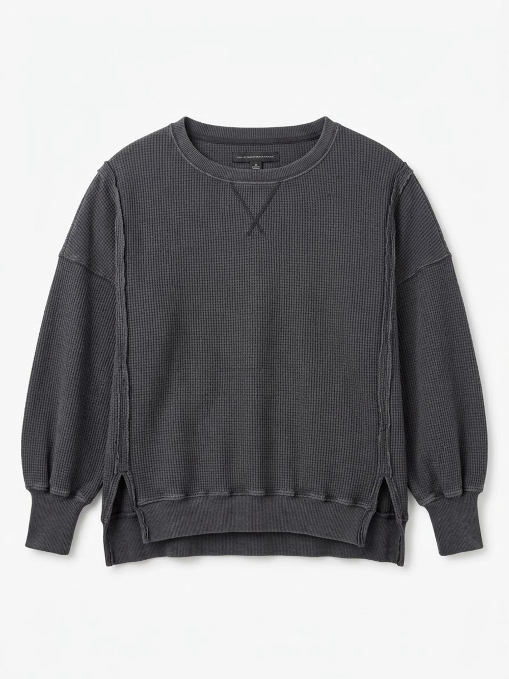 American Eagle Outfitters Charcoal Waffle Crew Sweatshirt